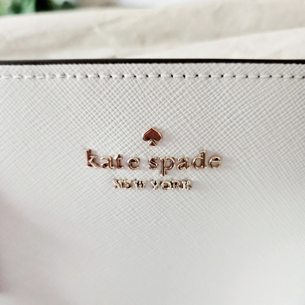 Kate Spade Perry Saffiano Leather Laptop Tote Large Purse Bag Stone Path NEW